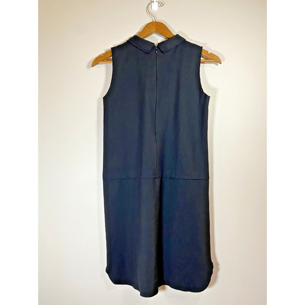 Madewell Dress Womens SMALL Black Collared Sleeveless Stretch Raw Hem Shift - Picture 2 of 6